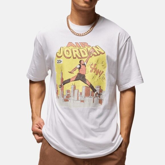 Jordan Other - Air Jordan Comic Tee White Printed Men Size M Crew Neck Short Sleeve T Shirt